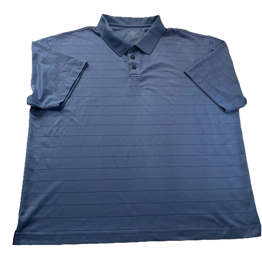 Docker Golf Men's Polo Shirt Short Sleeved Dark Blue Narrow Black Stripe XXL